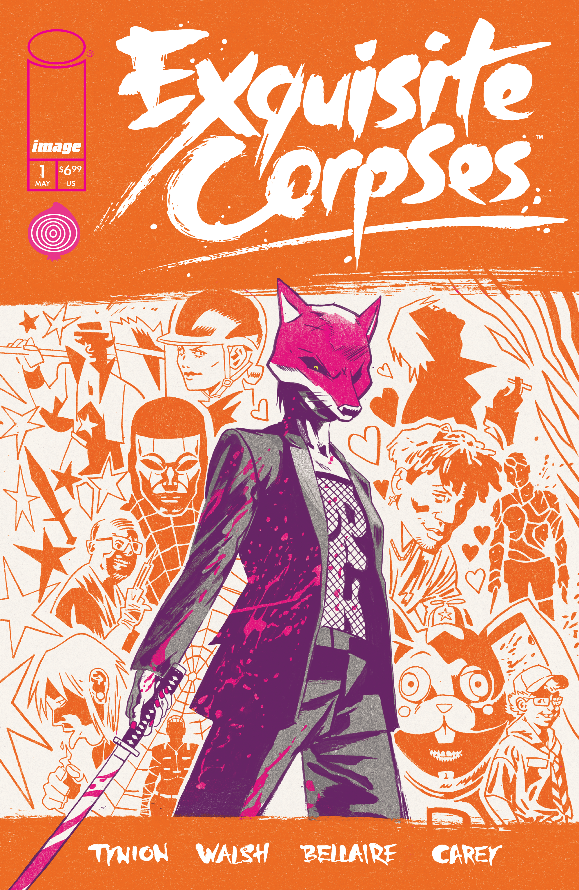 A variant cover for the No. 1 subtle corpse, with the participation of Fox Mask Killer on an orange graft photo of 11 other strangers, mass murderers and assassins.