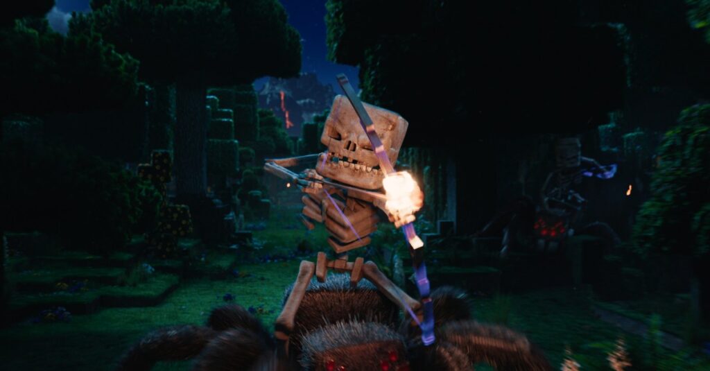 The credit background of a Minecraft movie teases the Minecraft movie universe